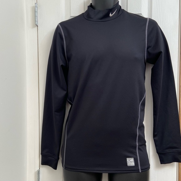 Nike Pro men dri fit men black long sleeves  logo shirt. Size M. Used. - Picture 8 of 9